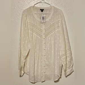 Torrid Cotton Lace Trim Blouse